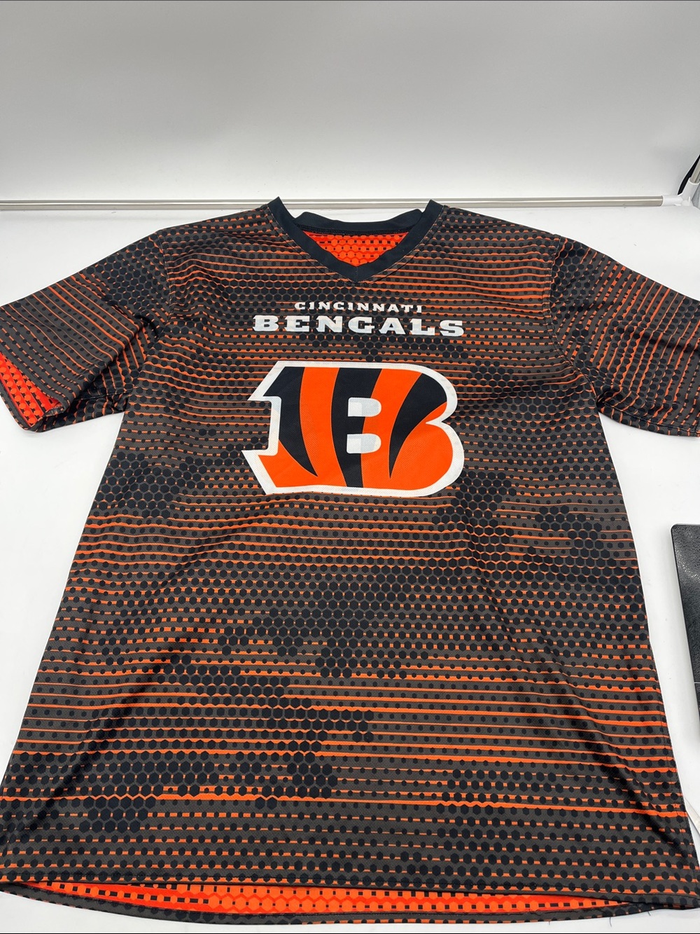 Mens Short Sleeve Flag Football Cincinnati Bengals Team Shirt Black & Orange